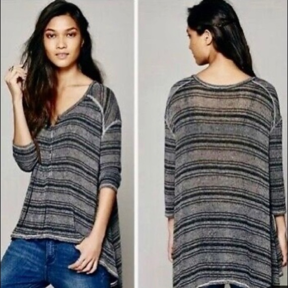 Free People Slinky Hacci Striped Henley - Picture 1 of 15